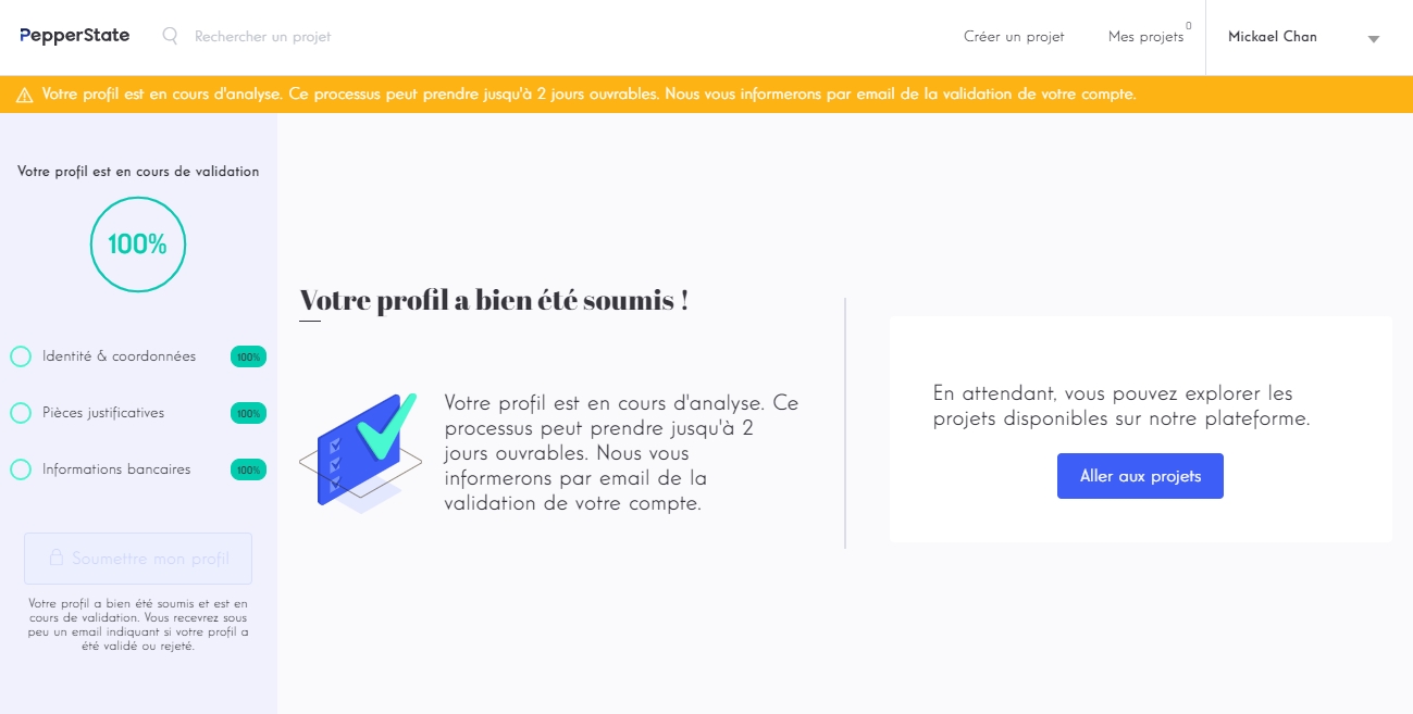 profile submitted